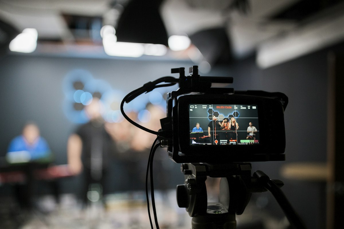 Video camera recording in a studio