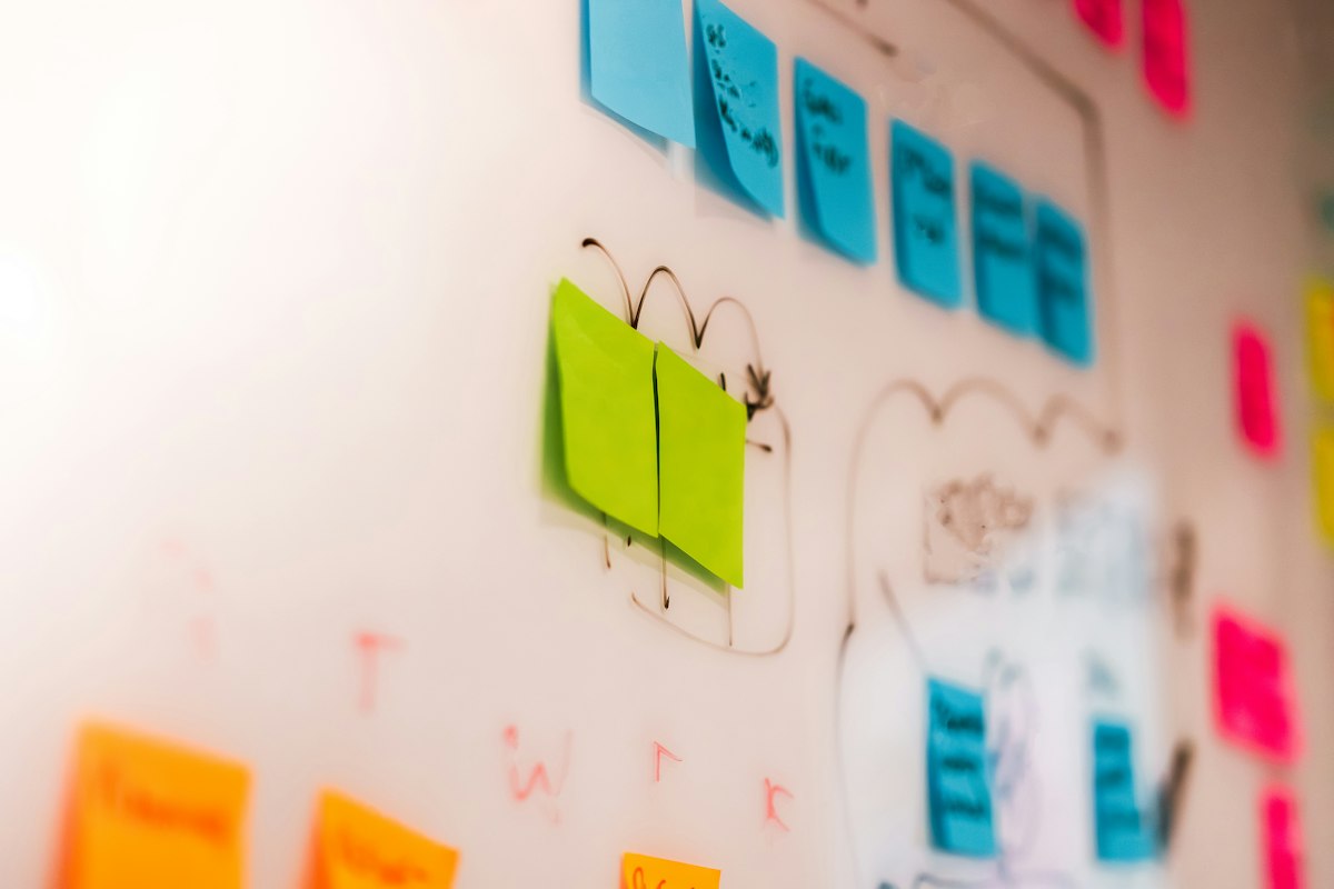 Wall of sticky notes from a planning session