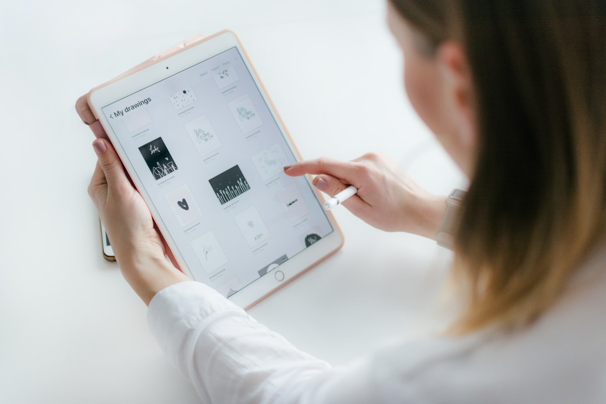 Someone using a tablet app