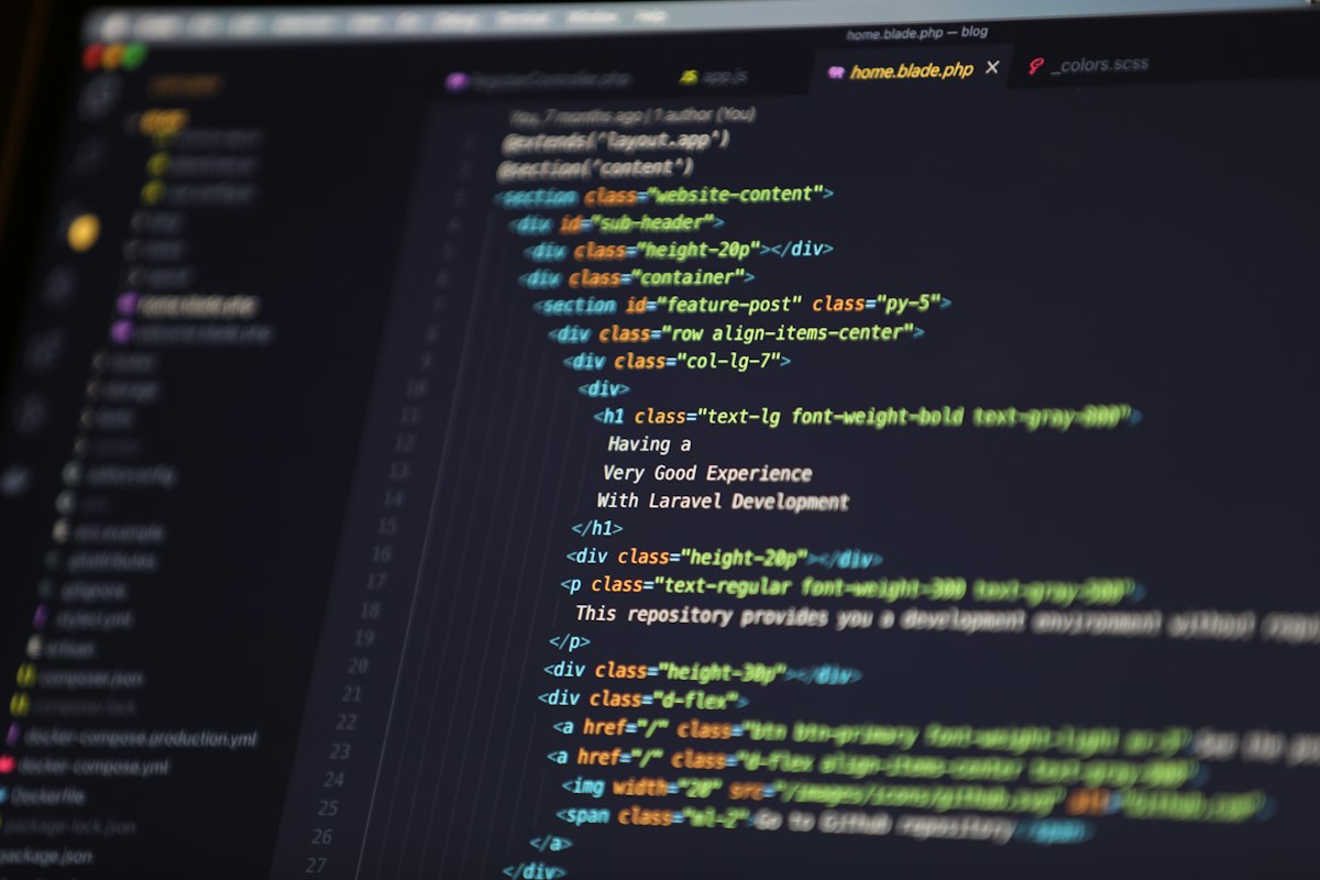HTML code on a screen